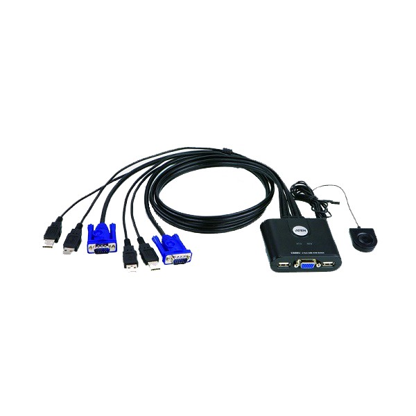 ATEN 2 Port USB/VGA KVM Switch Cable 90cm. สลับ 2 คอม ด้วยจอ คีย์บอร์ด เม้าท์ ชุดเดียว | CS22U