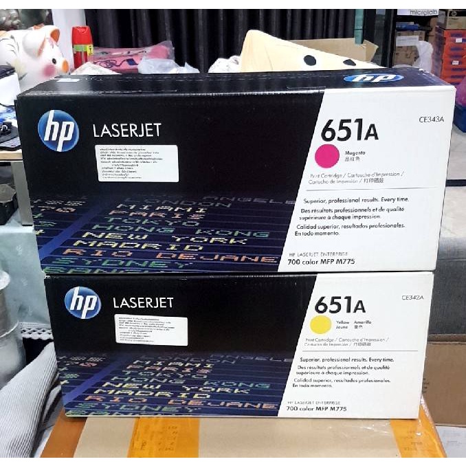 Original HP (651A) CE342A สีเหลือง , CE343A สีม่วงแดง ตลับหมึกโทนเนอร์แท้ Laser Jet 700 Color MFP775