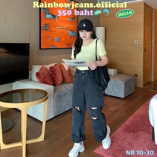 💐💖ยีนส์สาวอวบ S-8XL🐬รุ่น NR 10-30 ดำฟอกPK by rainbow.jeans