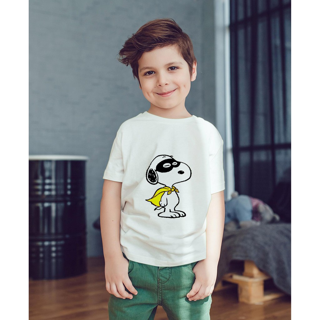 เสื้อยืดเด็กภาพ Superman Snoopy Cotton T-shirt - น่ารัก