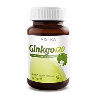 VISTRA Ginkgo 120 วิสทร้า สารสกัดจากใบแปะก๊วย 120 มก. ผลิตภัณฑ์เสริมอาหาร 30เม็ด พร้อมส่ง