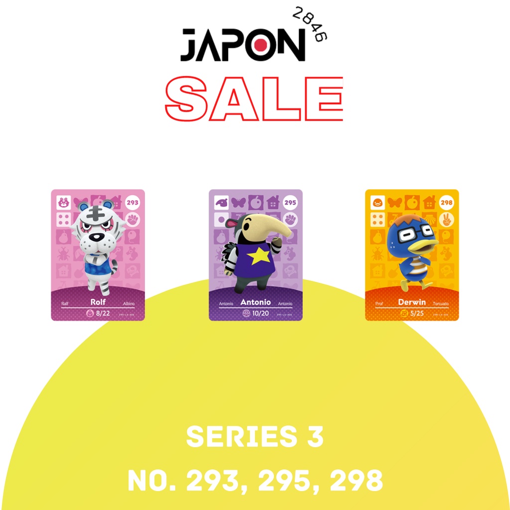 Animal Crossing Amiibo cards Series 3 No. 293, 295, 298