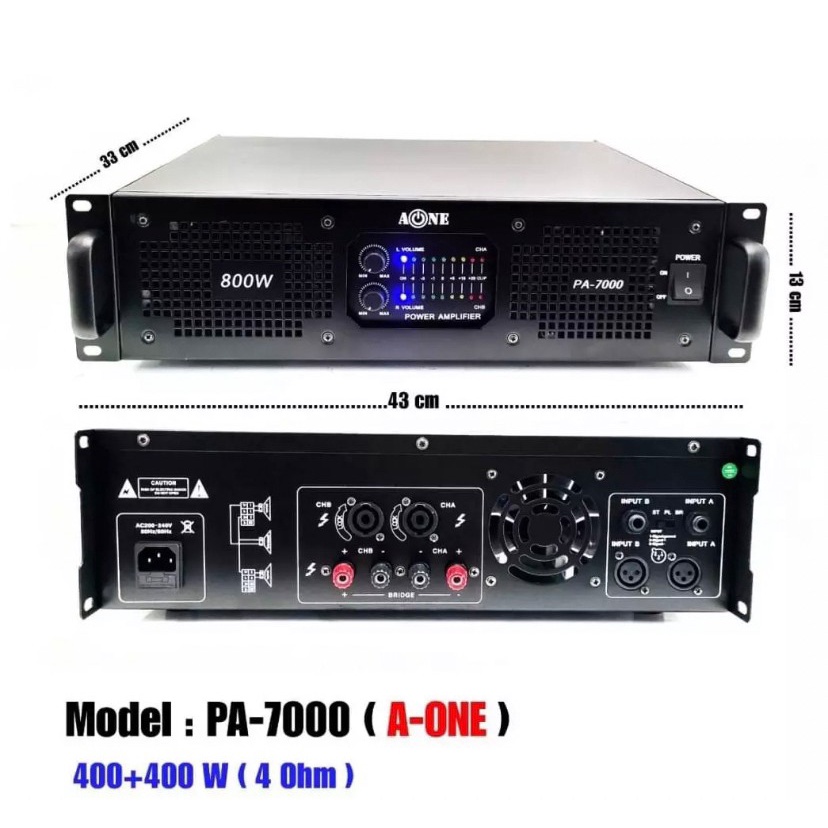 PRO AUDIO  Professional poweramplifier เพาเวอร์แอมป์:800W RMS at 4 Ohms Stereo เครื่องขยายเสียง รุ่น PA-7000