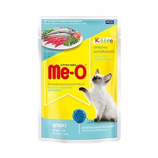 มีโอลูกแมว ชนิดซอง รสทูน่า+ซาร์ดีน 80 กรัม X 12 ชิ้น อาหารแมว Me-O Kitten Pouch Tuna+Sardine 80 g x 12