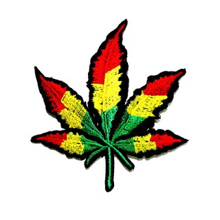 [ ตัวรีดติดเสื้อ ลาย ใบกัญชา รูปกัญชา ธงชาติ เร็กเก ] Reggae Hippie Flag Patch งานปัก DIY ตัวรีด เสื้อ อาร์ม เท่ๆ แนวๆ