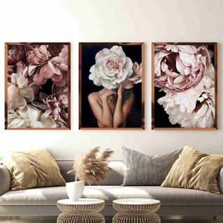 SB Design Square รูปพร้อมกรอบ DoseArt รุ่น Dawn Blossom/Rose Gold 45x60 cm/ชิ้น (48x63 cm รวมกรอบ) SET 3 PCS. (144x63x0