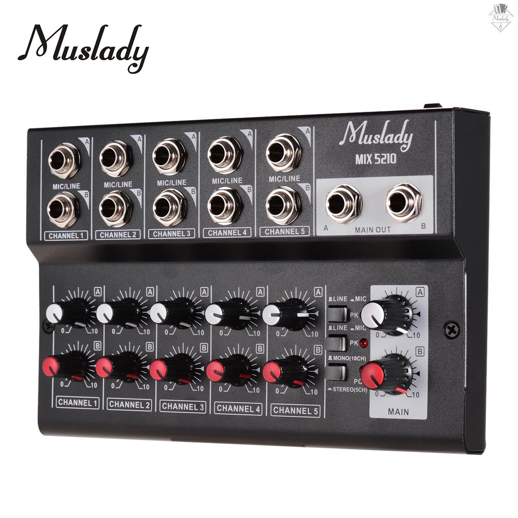 Muslady MIX5210 10-Channel Mixing Console Digital Audio Mixer Stereo for Recording DJ Network Live B