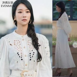 พรีออร์เดอร์ เดรสลูกไม้สีขาว ชุดโกมุนฮยอง