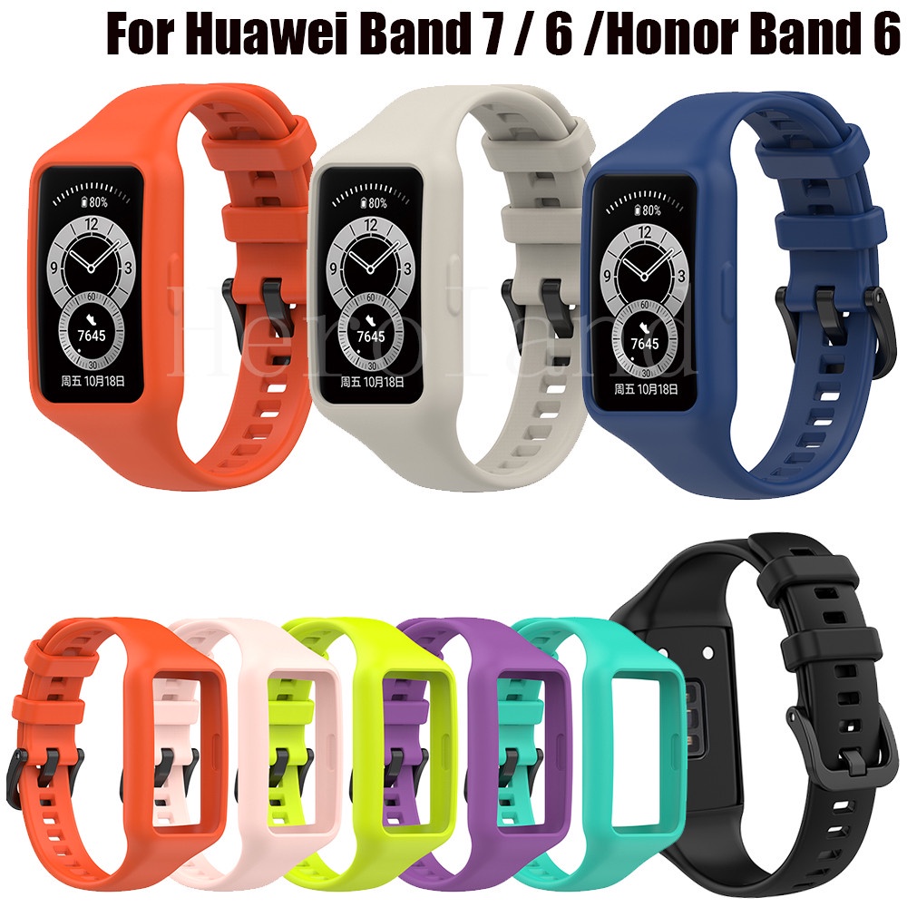 สายนาฬิกาข้อมือซิลิโคน แบบนิ่ม สีสันสดใส สําหรับ Huawei Band 7 6 Huawei Honor Band 6