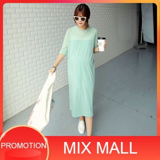 ชุดคลุมท้อง MixMall Long Sleeved Cotton Minimalist Maternity Dress