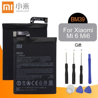 แบตเตอรี่ทดแทนสำหรับXiaomi Mi 6 Mi6 MCE16 BM39 ของแท้แบตเตอรี่ 3350MAh