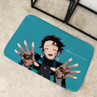 [GR] พรมเช็ดเท้า ผ้าสักหลาด ลายการ์ตูนอนิเมะ Demon Slayer กันลื่น สําหรับห้องน้ํา ห้องครัว