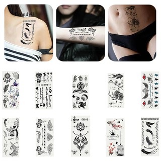 TDU_2 Sheets Rose Feather Letter Butterfly Temporary Tattoo Hand Body Art Sticker