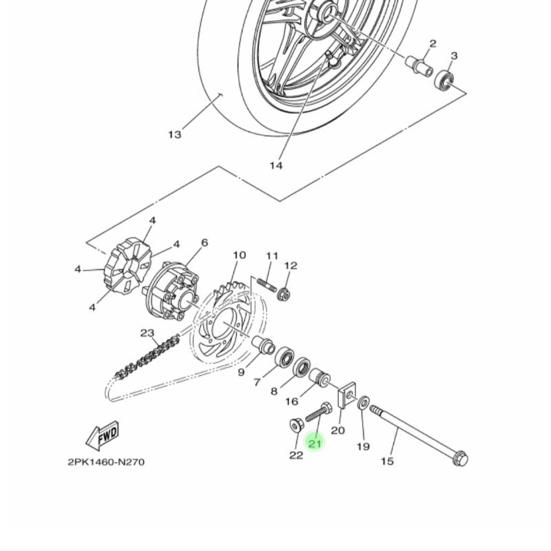 Bolt bolt โซ่ปรับโซ่ล้อ XSR 155 R15 R 15 V2 VVA V3 90101-08006 ของแท้ Yamaha YGP