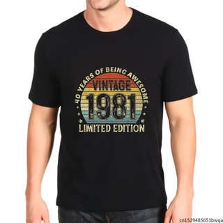 เสื้อยืดอินเทรนด์ขนาดเต็มเสื้อยืดพิมพ์ลายกราฟฟิคสไตล์วินเทจ 1981 Limited Edition 40 ปี 40Th สําหรับผู้ชายS-3XL