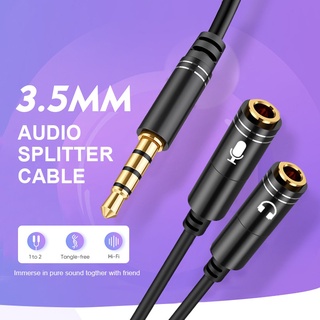 สายแยกหุฟังและไมค์ สายเคเบิ้ล สัญญาณเสียง 3.5 มม เข้า 1 ออก 2 Audio Stereo Splitter Cable สายต่อแยกหูฟังตัว แยกเสียง SB1332