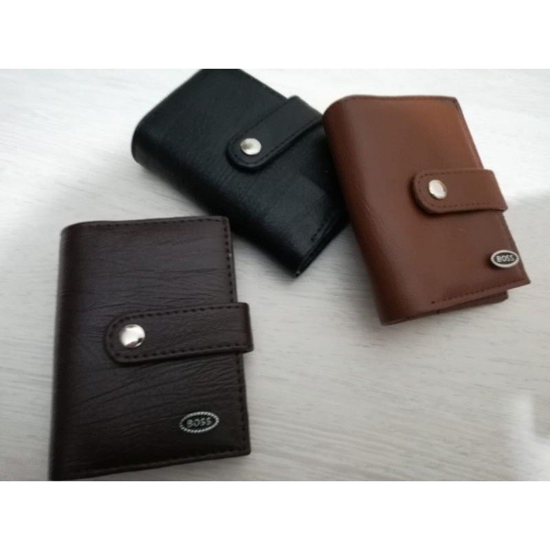 Card Wallet - Card Holder with B**ss Logo Button