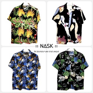 เสื้อฮาวาย by nask (Hawaii shirt) ผ้าไหมอิตาลี เนื้อผ้าบางทิ้งตัว ไซส์ M-2XL แนวๆ มีสไตล์ ใส่ยังไงก็ไม่เอาท์ [set3]