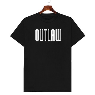 เสื้อยืดคอกลม สีดำ OUTLAW  มีเก็บปลายทาง