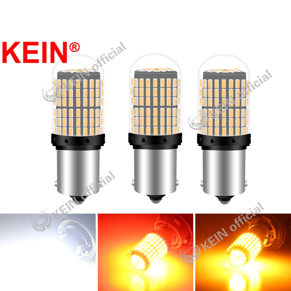 Kein 2PCS 144SMD 1156 LED 1157 T20 7440 7443 W21W 1157 BAY15D หลอดไฟ LED 1156 BA15S P21W P21 5W BAU15S 3014 ไฟเลี้ยวไฟเบรค Auto Park Light รถจักรยานยนต์หยุดย้อนกลับ
