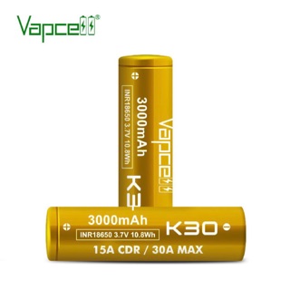 Vapcell K30 gold 3000mAh ได้ถ่าน2ก้อน แถมกระเป๋าใส่ถ่าน