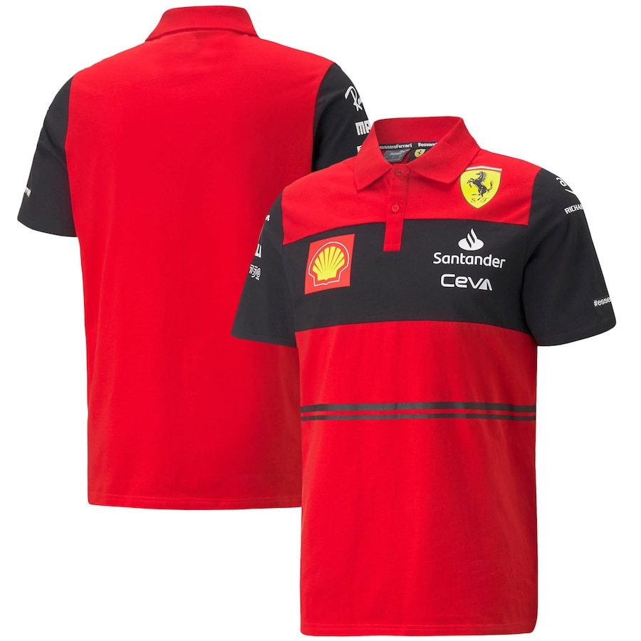 F1 เสื้อยืดโปโล แขนสั้น พิมพ์ลายทีม Scuderia Ferrari Charles Leclerc 2022 2023