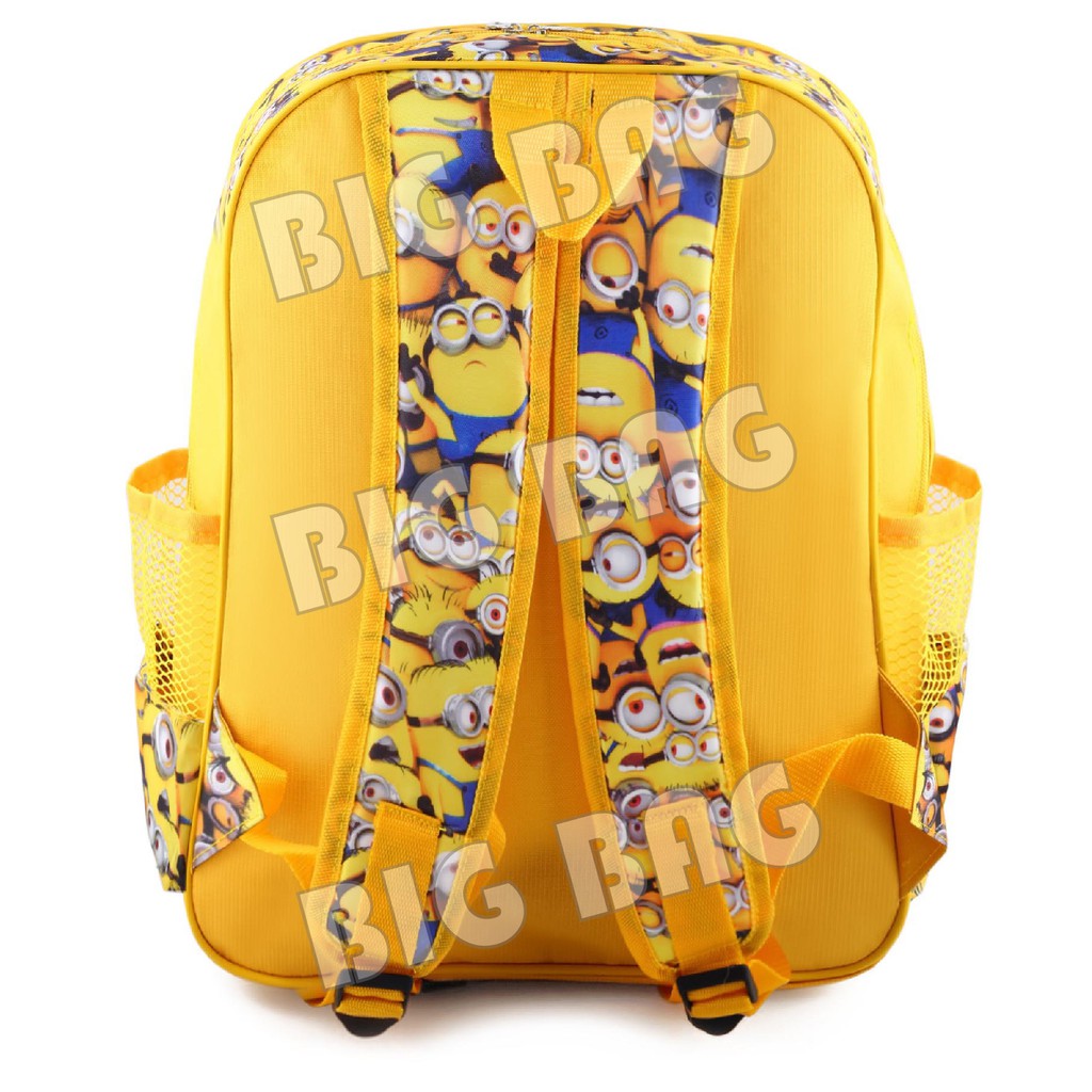 Pts - MINION Childrens School Backpack - Present - สีเหลือง+ฟรี ขวดดื่มและกล่องข้าว.Pt