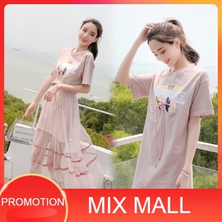 พร้อมส่ง MixMall ชุดเดรสยาว ชุดเดรสสั้น  เปลี่ยนสไตล์ได้ 2 แบบ Premium Korean Womens Dress (AA 2-04)