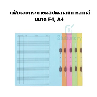 แฟ้มเจาะกระดาษคลิปพลาสติก ใส่เอกสารขนาด A4 / F4 (1เล่ม)