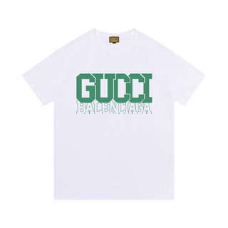 ราคาต่ำสุดเสื้อยืดแขนสั้น ผ้าฝ้าย พิมพ์ลาย Gucc แฟชั่นสําหรับผู้ชาย และผู้หญิงS-3XL