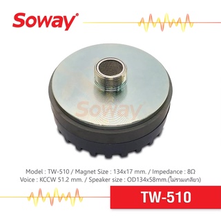 Soway TW-510 ตูดไดร์เวอร์ แม่เหล็ก 134x17mm Impedance 8Ω Voice KCCW 51.2mm ไดเวอร์ยูนิต เสียงแหลม 1ดอก ลำโพง