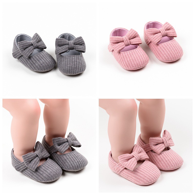รองเท้าเด็กแรกเกิด เด็กผู้หญิง รองเท้าเด็กวัยหัดเดิน ประดับโบว์ น่ารัก กันลื่น รองเท้าเด็กอ่อน สําหรับ 3-12 เดือน