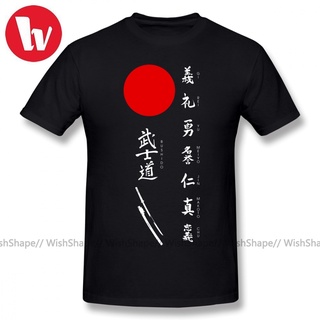 เสื้อยืดลําลอง พิมพ์ลาย Bushido Bushido และ Sun White สไตล์ญี่ปุ่น สําหรับผู้ชาย