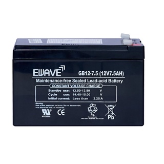 แบตเตอรี่ UPS Battery EWAVE 12V 7.5A / แบ็ต UPS รุ่น GB 12V 7.5Ah(แบตเตอรี่แห้ง สำรองไฟ ไฟฉุกเฉิน)