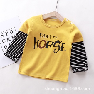 [ML] พร้อมส่ง เสื้อยืดแขนยาว ผ้าฝ้ายแท้ ขนาด 73-130 ซม. แฟชั่นฤดูใบไม้ร่วง สําหรับเด็กผู้หญิง