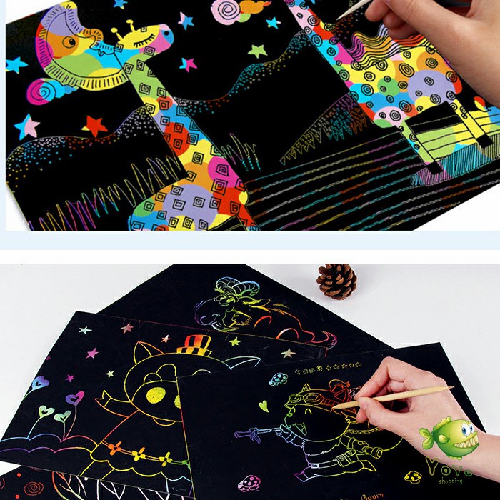 YOYO สมุดโน๊ตขูดสีรุ้งเล่มเล็กเกาหลี กระดาษวาดรูปสีสันสดใส พร้อมจัดส่ง children's picture book - รูปที่ 2