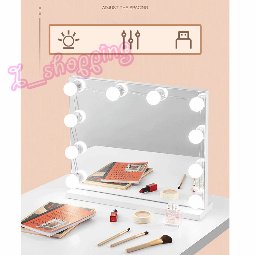 pack 10led-B Mirror Lights  หลอดไฟติดกระจกในบ้าน ปรับได้3สี ใชไฟUSB