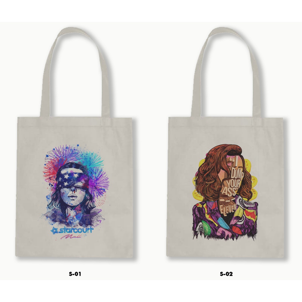 กระเป๋าผ้าแคนวาส/blacu Zipper Tote Bag - Stranger Things