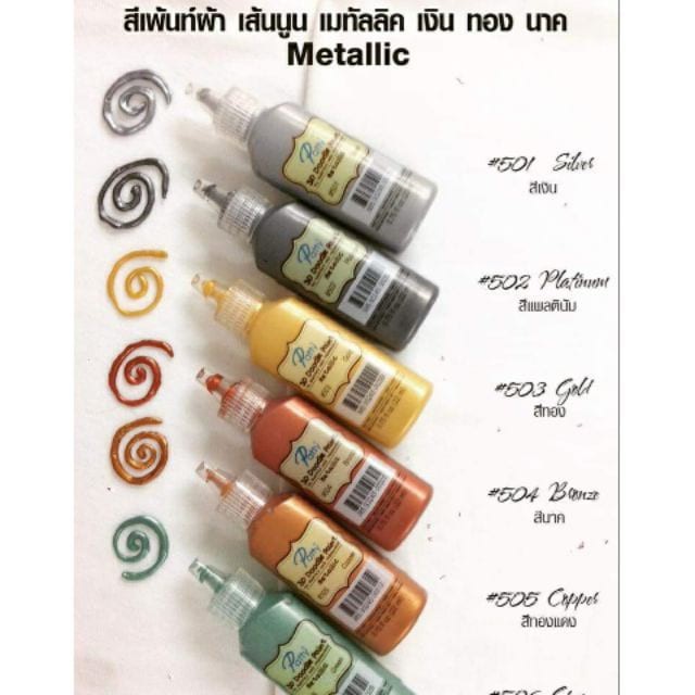 สีเพ้นท์ผ้า เส้นนูน เมทัลลิค Patty 3D Doodle Paint สีเพ้นท์แก้ว สีเขียนกระจก สีเขียนไม้ พลาสติก3D DIY งานตกแต่ง (มี 6สี)