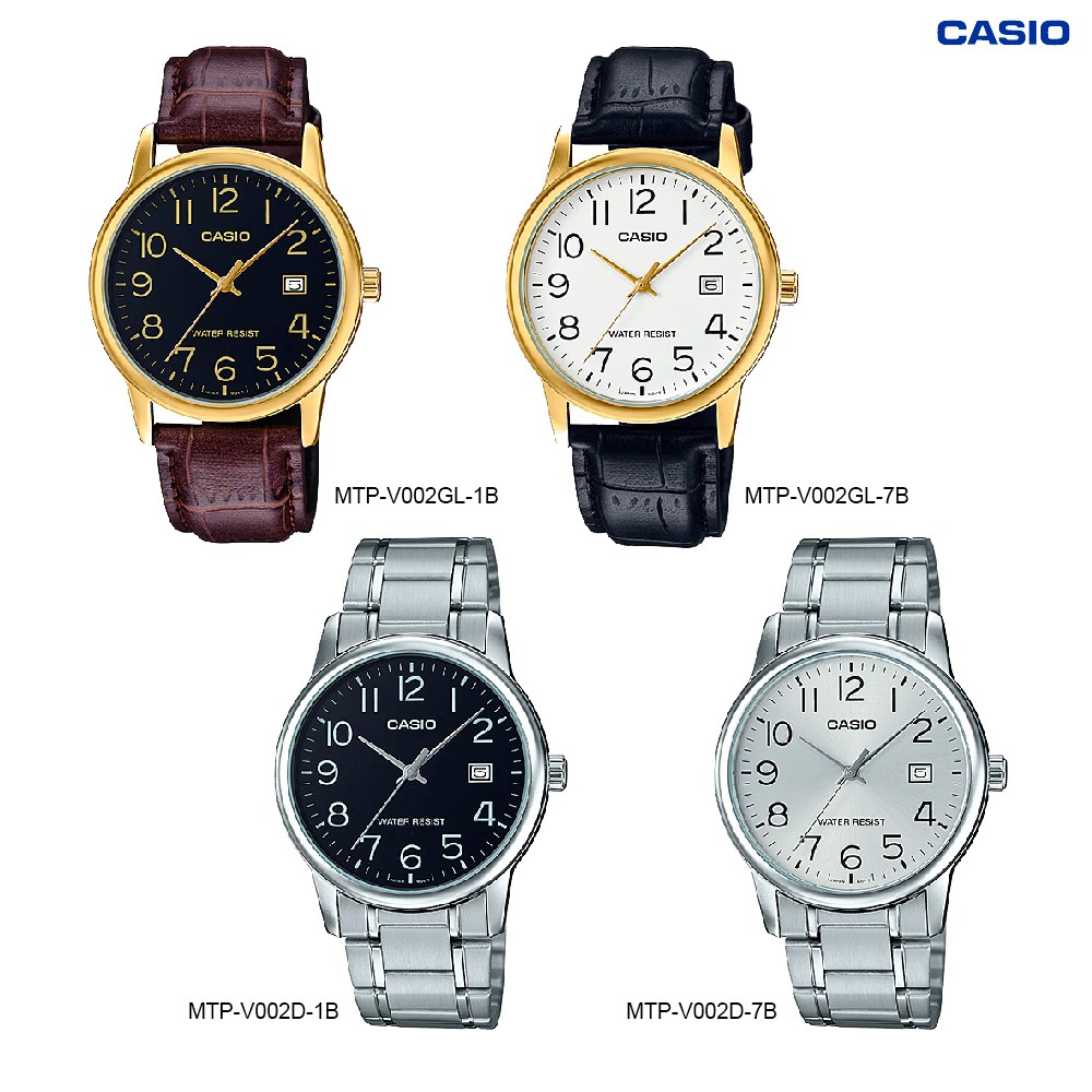 นาฬิกาข้อมือ CASIO Standard นาฬิกาข้อมือผู้ชาย สีเงิน สายสแตนเลส รุ่น MTP-V002D MTP-V002GL MTP-V002D-1B MTP-V002GL-7B