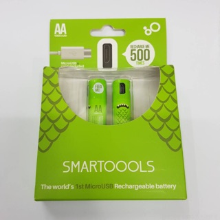 ถ่านชาร์จขนาด AAแพค2ก้อน ชาร์จผ่าน USB 1.2V smartoools