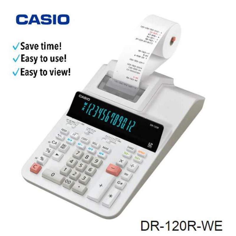 Win Watch Shop เครื่องคิดเลข Casio รุ่น DR-120R-WE แบบพิมพ์กระดาษได้ประกันศูนย์ CMG 2 ปีเต็ม