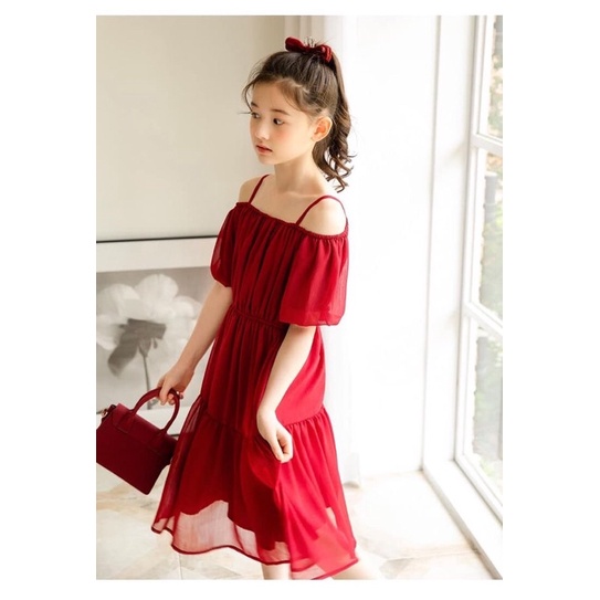 เดรสชีฟอง สีแดง สวยงาม / G94 / 550