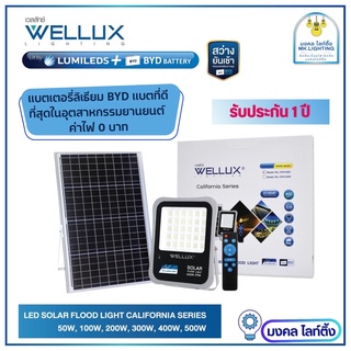 WELLUX โคมไฟฟลัดไลท์โซล่า  มีขนาด 50W 100W 200W 300W 400W 500W LED SOLAR FLOOD LIGHT รุ่น CALIFORNIA SERIES