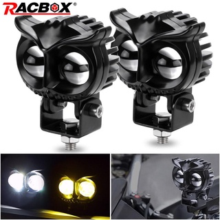 Motorcycle Headlight 2.5 inch LED Spot Light White Yellow Driving Lamp Dual Color Owl Headlights 12V-20V for Street Bike