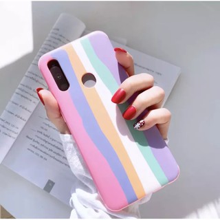 [ส่งจากไทย] เคสสายรุ้ง สีชมพู Case Vivo Y12 Y15 Y17 Y20 Y20i Y20S Y12S เคสนิ่มซิลิคอน กำมะหยี่ เคสกันกระแทก