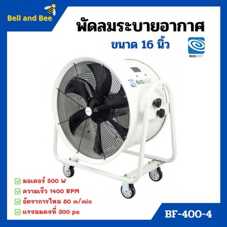 พัดลมระบายอากาศ พัดลมดูดเป่า พัดลมระบายอากาศถังกลม พัดลมอุตสาหกรรม  BIGAIR  BF-400-4 ขนาดใบพัด 16 นิ้ว