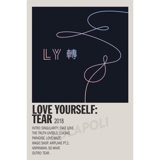 โปสเตอร์ มันวาว พิมพ์ด้านเดียว ขนาด A5 14.8 ซม. x 21 ซม. รูปปกอัลบั้ม Kpop Love Yourself: Tear - Bts