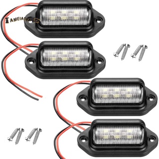4 ชิ้น 12 โวลต์ 6 Smd Led ภายนอกป้ายทะเบียนรถแท็กไฟป้ายทะเบียนกันน้ําไฟท้ายสําหรับรถบรรทุก Rv รถพ่วงเรือ