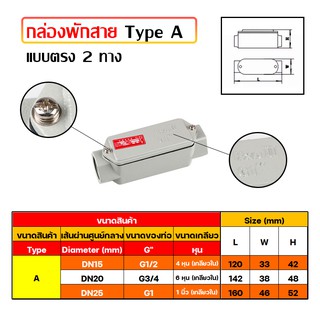 กล่องพักสาย Type A แบบตรง 2 ทาง